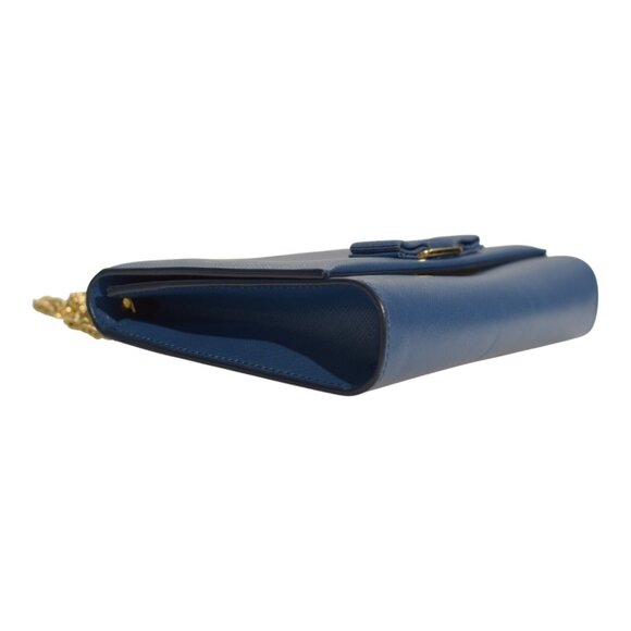 Salvatore Ferragamo Vara Bow Chain Shoulder Bag – Blue Saffiano Leather - Picture 9 of 15